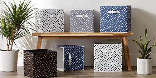 Сгъваема кутия за багаж от нетъкан текстил DII в грах, Бял и черен, Малък набор от, Куб 11x11x11, 4 бр.