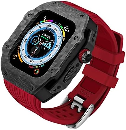Комплект промяна от въглеродни влакна CNHKAU за Apple Watch Case Ultra 49 мм за iWatch 8 7 6 5 4 SE 45 мм 44 мм Фтористая