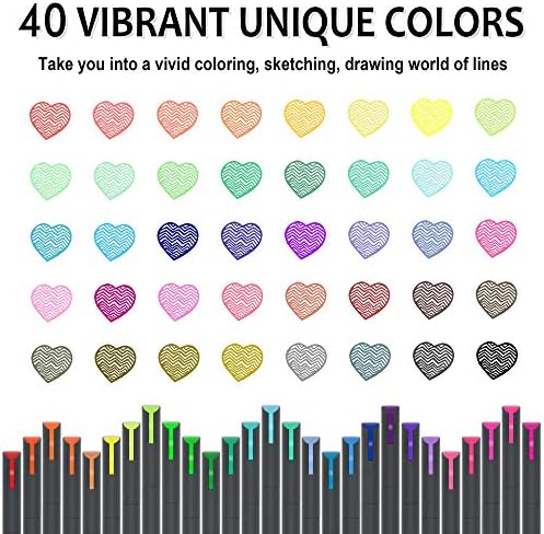 46 от Опаковки Цветни дръжки за ежедневника, Lineon 40 Цветя, Писалки Fineliner с 6 Различни Трафаретами, Идеален Комплект
