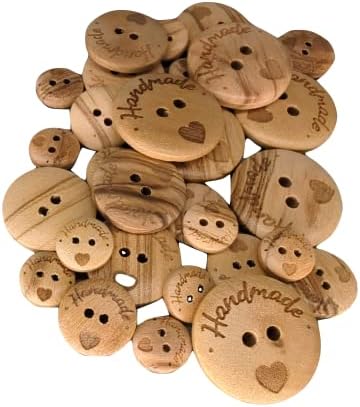 Дървени копчета и ръчно изработени - Вощеное на Маслиновото дърво - 2 дупки / 4 размер на * Произведен в Европа * (25
