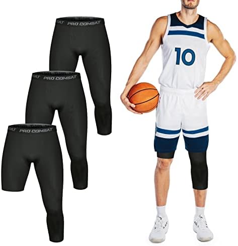 Панталони компресия пакет 3 мъжки един мач баскетбол 3/4 чорапогащник гамаши спортни бягане чорапогащник една база краката