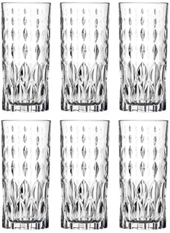 Чаша за хайбола - Комплект от 6 чаши за Хайбола - Кристални чаши - Красив дизайн - Чаши за пиене - вода, сок, вино, бира