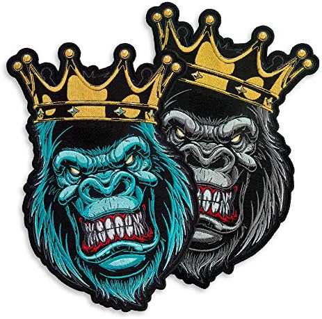 Нашивка Embrooft The King of The Monkeys с бродерия Gorilla Iron On, 7,8 x 11,7 инча, Сив