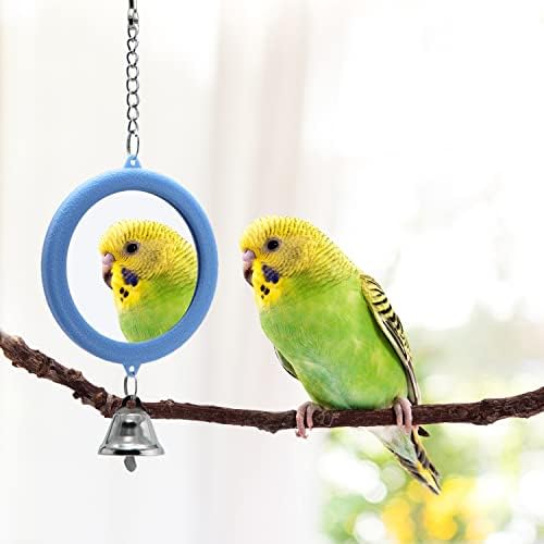 2 БР. Огледало за Птици с Камбана, Подвесная Интерактивна Детска Играчка за Папагали-Попугайчиков, Канарчета, Вълнообразни