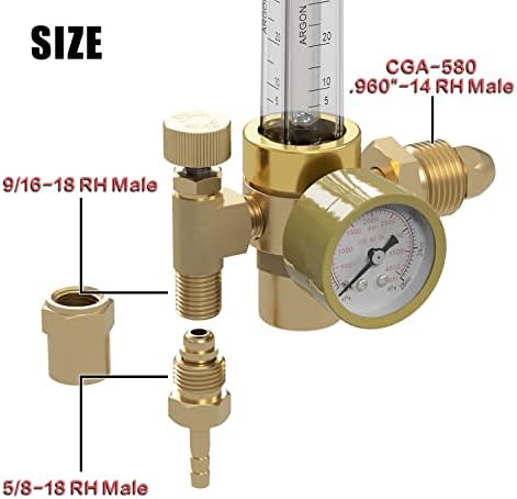 Разходомер с Регулатор на дебита на аргон/CO2 SONNLER, Съвместим С ГАЗОВ маркуч с дължина 6,6 фута, Регулатор за Заваряване