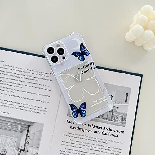 Калъф Tuokiou за iPhone 12 Pro Max, Калъф с отделение за карти Butterfly Clear Mood, Тънък Калъф-портфейла от мека TPU