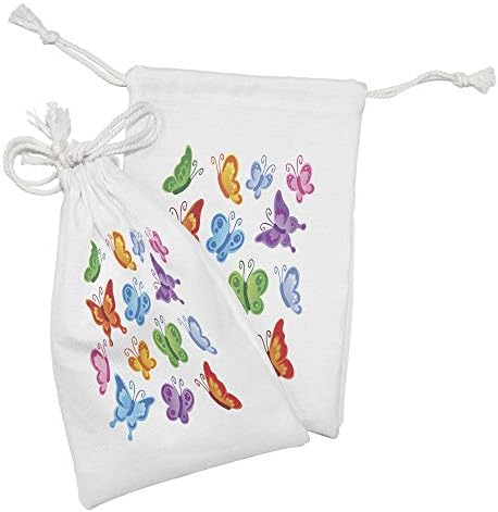 Текстилен Калъф Ambesonne с пеперуди, Комплект от 2 теми, Цветен Орнамент във формата на Пеперуда, Графичен Принт под