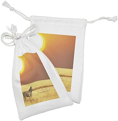 Текстилен Калъф Ambesonne Savannah, Комплект от 2 теми, Зебра Залез слънце в Тревата, Култура Бозайници, Фотография Тропически
