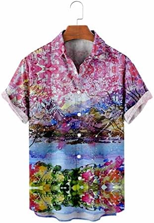 Мъжки Ежедневни Хавайска Риза С Флорална Принтом Копчета, Летни Ризи за Тропическа Почивка и Плажни Партита, Мъжки Ризи
