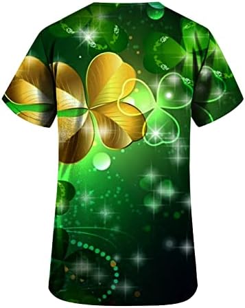 Дамски тениски с V-Образно деколте и Сладък Зелен Принтом на Деня на Св. Патрик, Туника-Блуза С Къс ръкав
