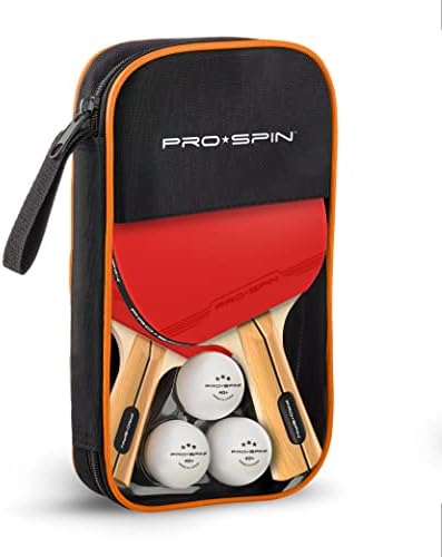 Лопатка за пинг-понг PRO-SPIN 2 играча и Оранжеви топки за пинг-понг (12) в комплект | Върховният набор, играна с ракети