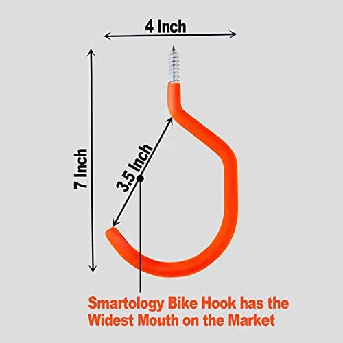 Много Голям Велосипеден кука SMARTOLOGY, Държач за велосипед с Гумено покритие, Тежкотоварни Тавана Куки с винтове за