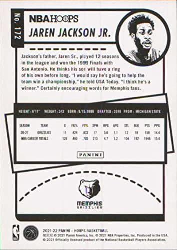 Баскетболно карта НБА Панини Хупс 2021-22 172 Джарен Джексън - младши Мемфис Гриззлиз