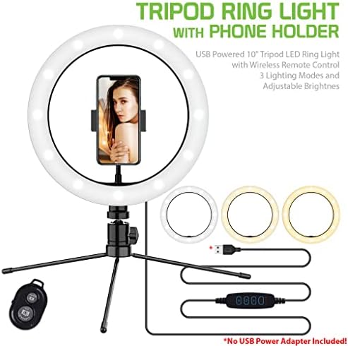 Светъл трикольор пръстен за селфи, което е съвместимо с вашия LG E435 10 инча, с дистанционно управление за директно