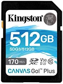 Kingston 512GB SDXC Платно Go Plus 170 MB/s За четене на карти с памет UHS-I, C10, U3, V30 (SDG3/512 GB)