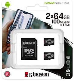 Kingston 64GB microSDHC Платно Select Plus 100 MB/s За четене на карти памет A1 Class 10 UHS-I 2-Pack + адаптер (SDCS2/64GB-2P1A)