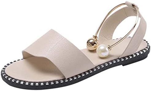 2023 Нови Сандали за жени; Ежедневни Обувки с Перлата на пръстен и се Деформира в Щиколотке; Дамски Летни Плажни Обувки