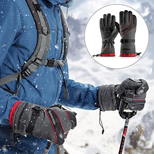 Qvkarw Защитни ръкавици за шофиране и Кожени Зимни Ръкавици Кожени Велосипедни Черни за Джогинг Топло Зимно Спортно оборудване