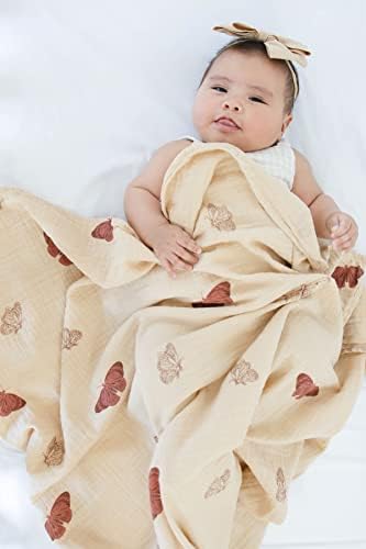 Детско Пеленальное одеяло е от плат Leyl & Ari | Органична Обвивка за прием (Пеперуди в стил Бохо)