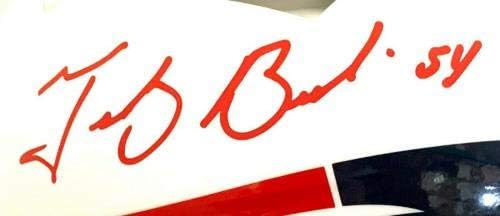 Автентичен Каска Tedy Bruschi с автограф на New England Patriots Flat White Speed Authentic - Каски NFL с автограф