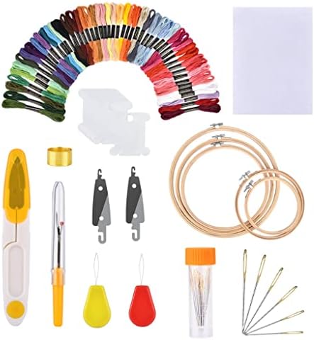 DSFEOIGY 100 Цвята/Комплект Шевни инструменти за Бродерия на кръстат бод с Бамбуковым Пръстен Рамка За Бродиране на Обръч