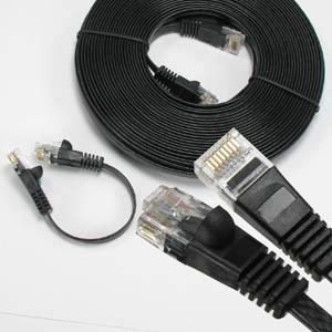 Плосък кабел Ethernet iMBAPrice - Cat6 4 Фута Сверхплоского мрежа кръпка-корда Черна
