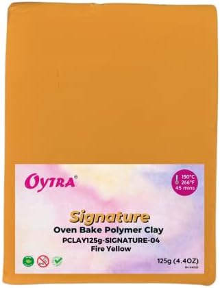 Маркова полимерна глина Oytra тегло 115 грама за печене на фурна (04 Огнено-жълта на цвят)