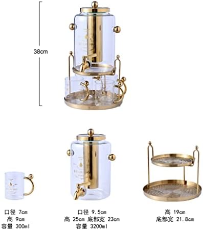ZLXDP Скандинавски Стъклена Кана за Студена Вода, Кофа за Пиене с Кран, Определени За Топла и Студена Питейна Вода, съд