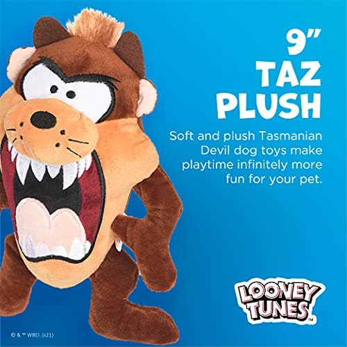 LOONEY TUNES за домашни любимци Плюшен играчка за кучета Тасманийският Дявол Таз, с голяма глава, плюшена играчка за