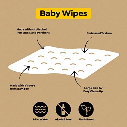 DYPER Вискоза от Бамбук Бебешки Пелени Размер 3 + 18 Опаковка Мокри Кърпички | Естествени съставки|, Изработени от материали