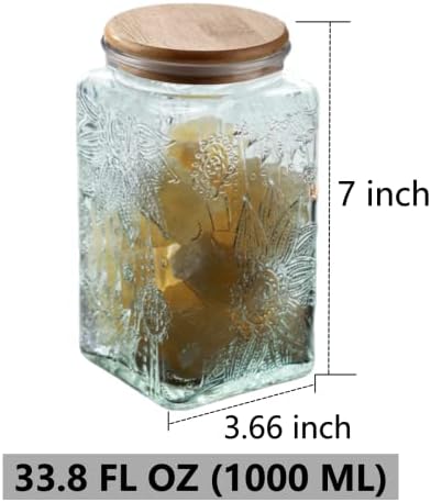 Реколта Стъклен буркан за съхранение на ANSQU, Стъклени Съдове за съхранение на хранителни продукти обем 34 течни унции