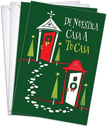 Райт, дом и Подарък Испански Коледни Картички за съседи и приятели, Коледни Картички на испански език |Комплект от 10