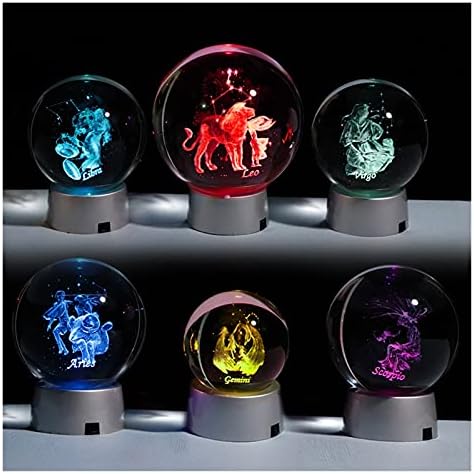 HIKJE 3D Зодиакални Кристална топка 12 Съзвездия Стъклен Глобус Сфера за декорация на дома Цветни led Лампа Хороскоп