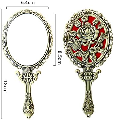 Огледало с дръжка TJLSS Бронзова Метална Европейското Придворное Ретро Ръчно Огледало За Грим Ръчно Малко огледало (Цвят: