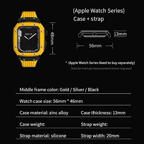 EKINS За Apple Watch band series 8 Калъф за часа от сплав 44 мм 42 мм 45 мм Луксозни Метални, Гумени Аксесоари За часовници е От Неръждаема Стомана За iWatch Series 7 6 5 4 SE Калъф