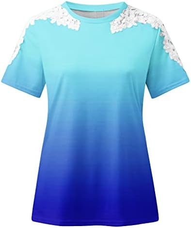 Дамски Летни Блузи 2023, Модна Тениска С Принтом, Лейси Блуза с Къс ръкав и кръгло деколте, Ежедневни Блузи