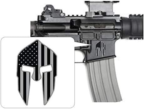 Винилови Стикери за Каска 3 – Spartan /Етикети AR-15 AR15 Lower, Каски, Шлемове, Американски Знамена, Stealthy Black