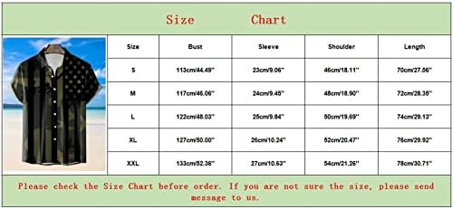 Ризи 4 юли за мъже, Хавайска Риза с Флага на сащ за Мъже Копчета на 4 юли, Плажна Тениска Алоха