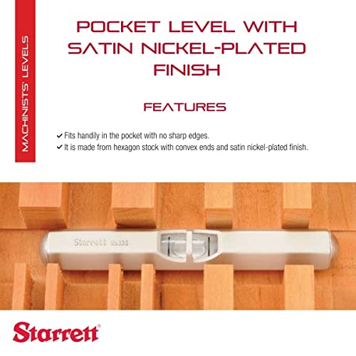 Джобен ниво Starrett с основен флаконом - идеален за механични цехове и инструментални помещение - Дължина 3-1 / 2 инча