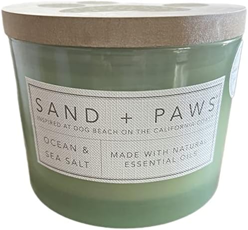Пясък + Лапи, Океанская и морска сол, Две Фитиля, Смес от соев восък, Неутрализира миризми от домашни животни.