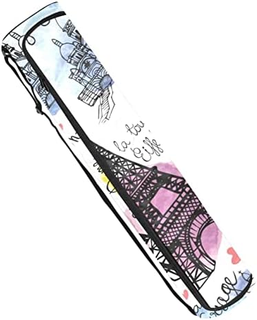 Чанта За Подложка за Йога, Париж Пътуване Айфеловата Кула Упражнения килимче За Йога Переноска с Цип килимче За Йога