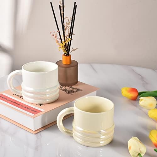 Керамични Кафеена чаша Koythin, Сладък Креативен Дизайн на корпуса Дъгова чаша с Покритие покритие за офиса и дома 13,5