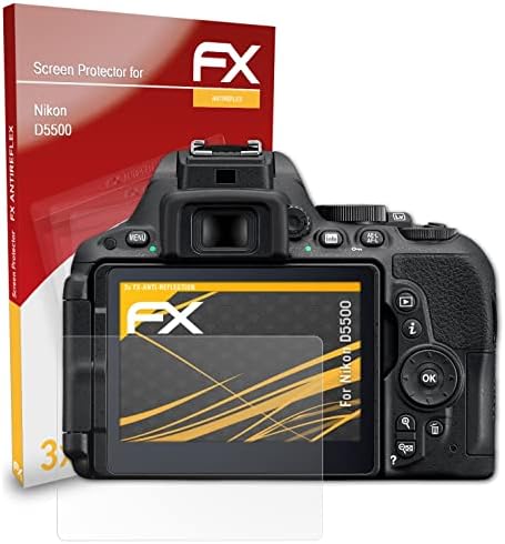 Защитно фолио atFoliX, съвместима със защитно фолио Nikon D5500, Антибликовая и амортизирующая защитно фолио FX (3X)