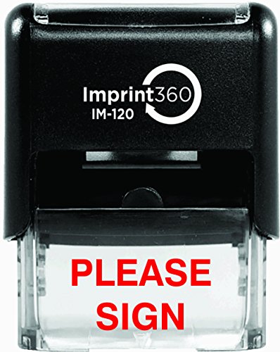 Supply360 AS-IMP1077 - Моля, подпишете, Тежкотоварни Самоклеящийся гумен печат търговско качество, с червено мастило,