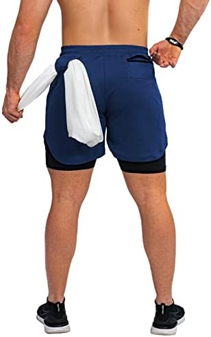 Мъжки Шорти за Бягане във фитнеса 2 в 1, Спортни Мъжки къси Панталони 7 Dry Fit, Леки Къси Панталони с Компрессионной