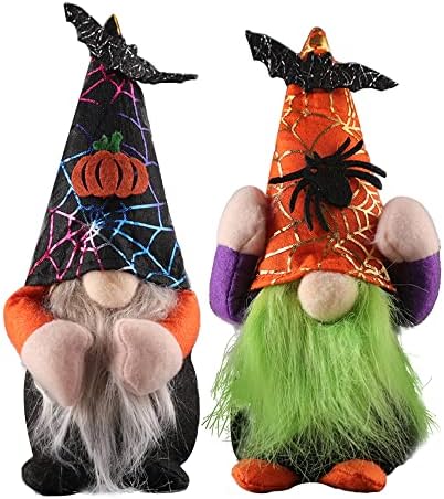 Ajfwm Плюшено Декор под формата на Джуджета на Хелоуин, Украса за Хелоуин, 2 Кукли-Gnome за Хелоуин, Декоративна Кукла-Прилеп-Паяк
