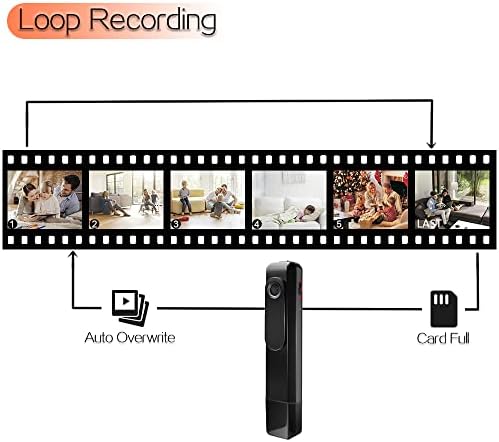 Видео рекордер с мини-джобна камера 1080P HD Поддържа се запис на видео, запис само на аудио, карта памет от 32 GB, Поставена