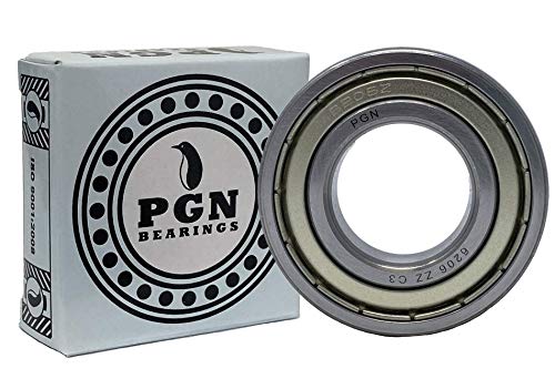 Носещи PGN (2 опаковки) 6206-ZZ - Фланец сачмен лагер от хромирана стомана със смазка - Лагери размер 30x62x16 мм с метален
