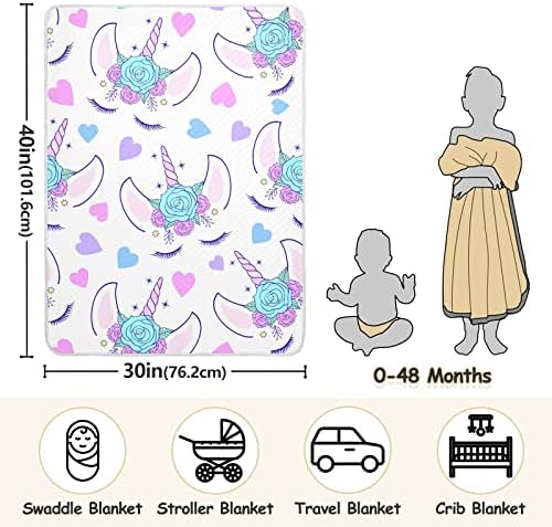Пеленальное Одеяло с Мордочками Еднорог, Памучно Одеало за Бебета, Като Юрган, Леко Меко Пеленальное Одеало за детско