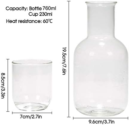 Нощни Гарафа, Гарафа за вода със Стъклена чаша, Нощен Гарафа с Чаша за удобно Полуночного напитка, 26 мл / 760 мл (A)